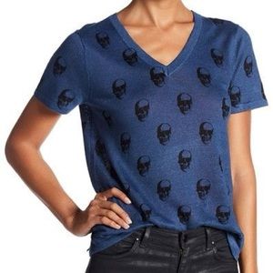 Skull Cashmere / 360 Cashmere Sybil Blue & Black Linen Short Sleeve Sweater